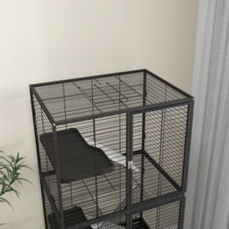 PawHut Rolling Chinchilla Cage, Small Animal Cage for Ferrets w/ Three Doors, Storage, Shelf, Tray Tray, Bowl, Water Bottle - thumbnail 9