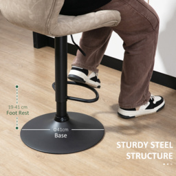 HOMCOM Swivel Bar Chair: Diamond Pattern PU Seat with Backrest & Footrest, Steel Frame, Bar Stools, Counter Bar Stool, Light Grey - Aosom UK - thumbnail 7