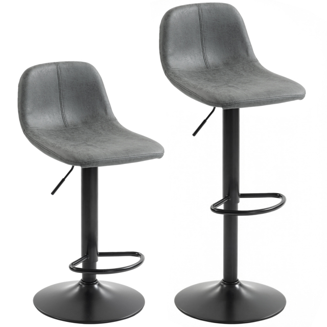 HOMCOM Bar Stools Set of 2, Modern Swivel Barstools with Footrest for Kitchen Island and Dining Room, Grey - image 1