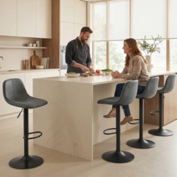 HOMCOM Bar Stools Set of 2, Modern Swivel Barstools with Footrest for Kitchen Island and Dining Room, Grey - thumbnail 9