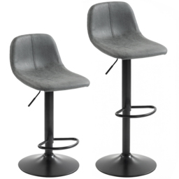 HOMCOM Bar Stools Set of 2, Modern Swivel Barstools with Footrest for Kitchen Island and Dining Room, Grey - thumbnail 1