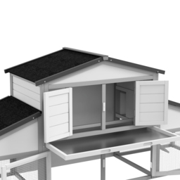 PawHut Large Rabbit Hutch with Run, Outdoor Bunny Cage, with Tray, Ramp - Light Grey - Aosom UK - thumbnail 8