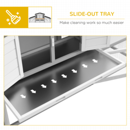 PawHut Large Rabbit Hutch with Run, Outdoor Bunny Cage, with Tray, Ramp - Light Grey - Aosom UK - thumbnail 6