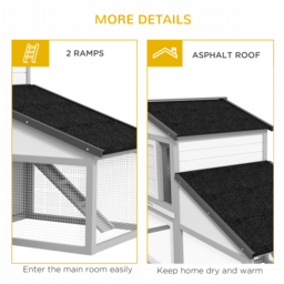 PawHut Large Rabbit Hutch with Run, Outdoor Bunny Cage, with Tray, Ramp - Light Grey - Aosom UK - thumbnail 7