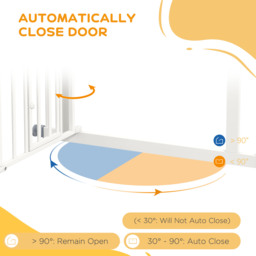 PawHut Safety Pet Gate, Pressure Fit Stair Gate with Cat Door, Auto Close, Double Lock, 74-80cm, White - Aosom UK - thumbnail 6
