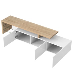 White TV Cabinet with Adjustable LED Light and Storage Shelves, TV Sideboard with High-Gloss Finish for Bedroom, 192.5x39x42 cm, White - Aosom.UK - thumbnail 6