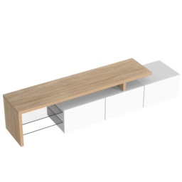 White TV Cabinet with Adjustable LED Light and Storage Shelves, TV Sideboard with High-Gloss Finish for Bedroom, 192.5x39x42 cm, White - Aosom.UK - thumbnail 8