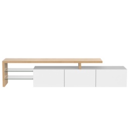 White TV Cabinet with Adjustable LED Light and Storage Shelves, TV Sideboard with High-Gloss Finish for Bedroom, 192.5x39x42 cm, White - Aosom.UK - thumbnail 2