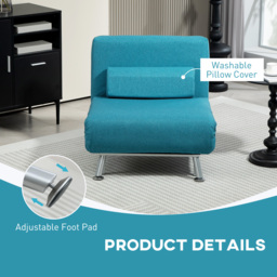 HOMCOM Single Linen-Feel Sleeper Chair - Dark Blue - thumbnail 7