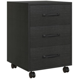 HOMCOM 3 Drawer File Cabinet, Mobile Filing Cabinet on Wheels for Home Office, Study, Black - Aosom UK