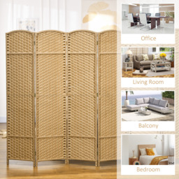 HOMCOM 6 Panel Folding Room Divider, Freestanding Privacy Screen for Living Room, Bedroom and Office, 240 x 170cm, Natural - thumbnail 7