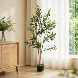 HOMCOM Decorative Artificial Plant, 120 cm Silk Olive Tree with 303 Leaves in Cement Pot, Fake Plant - thumbnail 8