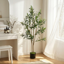HOMCOM Decorative Artificial Plant, 120 cm Silk Olive Tree with 303 Leaves in Cement Pot, Fake Plant - thumbnail 9