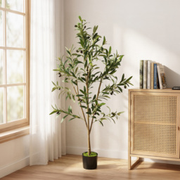 HOMCOM Decorative Artificial Plant, 120 cm Silk Olive Tree with 303 Leaves in Cement Pot, Fake Plant - thumbnail 2
