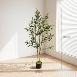HOMCOM Decorative Artificial Plant, 120 cm Silk Olive Tree with 303 Leaves in Cement Pot, Fake Plant - thumbnail 3