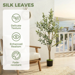 HOMCOM Decorative Artificial Plant, 120 cm Silk Olive Tree with 303 Leaves in Cement Pot, Fake Plant - thumbnail 5