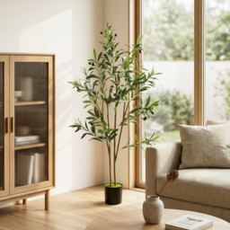 HOMCOM Decorative Artificial Plant, 120 cm Silk Olive Tree with 303 Leaves in Cement Pot, Fake Plant - thumbnail 7