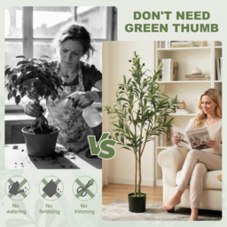 HOMCOM Decorative Artificial Plant, 120 cm Silk Olive Tree with 303 Leaves in Cement Pot, Fake Plant - thumbnail 6