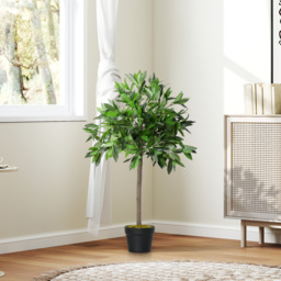 Outsunny Set of 2 Artificial Topiary Bay Laurel Ball Trees Decorative Plant with Nursery Pot for Indoor Outdoor Décor, 90cm - Aosom UK - thumbnail 7