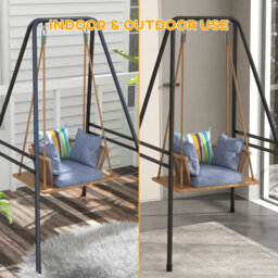 Outsunny Hammock Chair Stand, Hanging Heavy Duty Metal Frame Hammock Stand for Hanging Hammock Air Porch Swing Chair, Egg Chair, Black - thumbnail 5