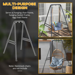 Outsunny Hammock Chair Stand, Hanging Heavy Duty Metal Frame Hammock Stand for Hanging Hammock Air Porch Swing Chair, Egg Chair, Black - thumbnail 6