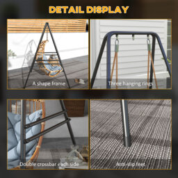 Outsunny Hammock Chair Stand, Hanging Heavy Duty Metal Frame Hammock Stand for Hanging Hammock Air Porch Swing Chair, Egg Chair, Black - thumbnail 7