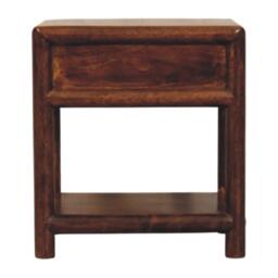 Wooden Nightstand with Drawer and Open Shelf, Hand‑finished Side Table for Home Display, 35L x 45W x 50H cm, Brown - Aosom UK - thumbnail 8