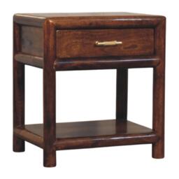 Wooden Nightstand with Drawer and Open Shelf, Hand‑finished Side Table for Home Display, 35L x 45W x 50H cm, Brown - Aosom UK - thumbnail 6