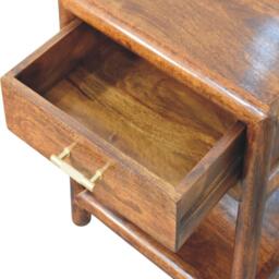 Wooden Nightstand with Drawer and Open Shelf, Hand‑finished Side Table for Home Display, 35L x 45W x 50H cm, Brown - Aosom UK - thumbnail 4