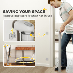 PawHut Retractable Stair Gate Extends Up to 180 cm Wide, Dog Gate for Doorways, Stairways, Hallways, Grey - thumbnail 7