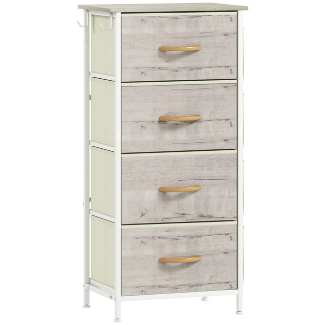 HOMCOM Chest of Four Fabric Drawers - Natural Wood Finish - image 1