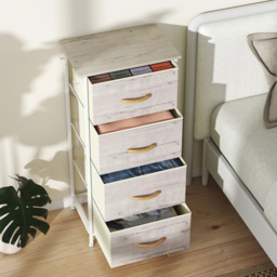 HOMCOM Chest of Four Fabric Drawers - Natural Wood Finish - thumbnail 8