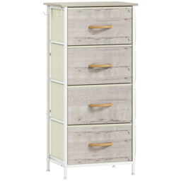 HOMCOM Chest of Four Fabric Drawers - Natural Wood Finish - thumbnail 1