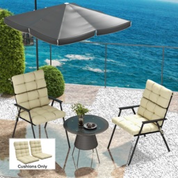 Outsunny Cushion Refresh: Beige Seat & Backrest Set for Patio Chair Comfort - Aosom UK - thumbnail 2