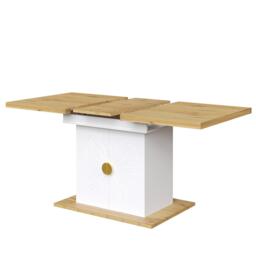 Extendable Dining Table with Leaf and Built-In Storage Shelves, Versatile Centrepiece for Open-Plan Areas, 110-140L x 70W x 76H cm, Wood - Aosom UK - thumbnail 2