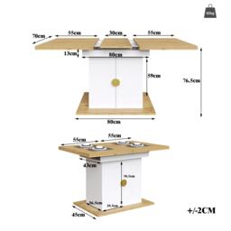 Extendable Dining Table with Leaf and Built-In Storage Shelves, Versatile Centrepiece for Open-Plan Areas, 110-140L x 70W x 76H cm, Wood - Aosom UK - thumbnail 3