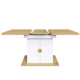 Extendable Dining Table with Leaf and Built-In Storage Shelves, Versatile Centrepiece for Open-Plan Areas, 110-140L x 70W x 76H cm, Wood - Aosom UK - thumbnail 9
