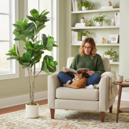 HOMCOM 180cm Artificial Fiddle Leaf Fig Tree - Green - thumbnail 2