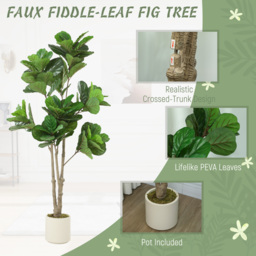 HOMCOM 180cm Artificial Fiddle Leaf Fig Tree - Green - thumbnail 4