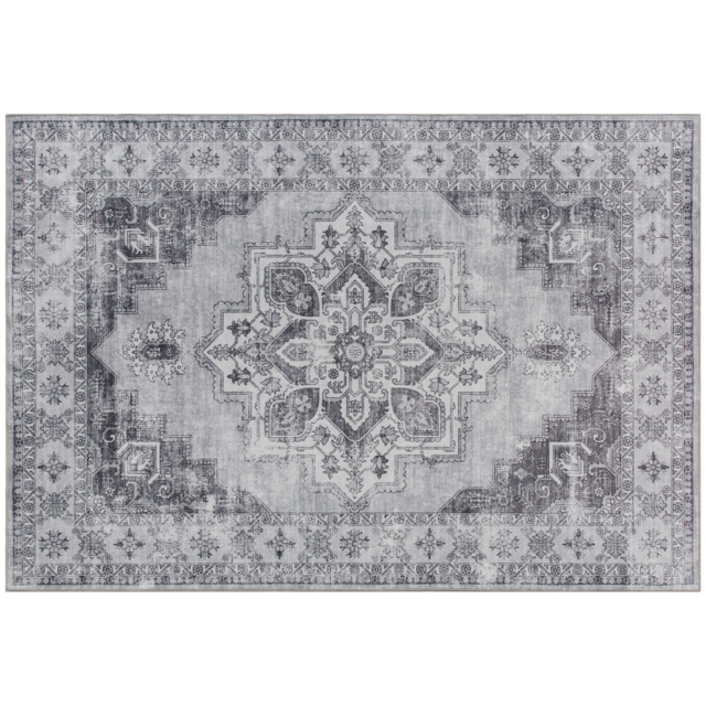 HOMCOM Vintage Area Rug, Non-Slip Washable Rug, Flannel Floor Carpet for Living Room, Bedroom, Dining Room, Home Office, 170 x 120 cm, Grey - image 1