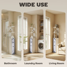 HOMCOM Slimline Bathroom Storage Free-Standing Bathroom Cabinet Unit Tall Shelf Toilet Tissue Cupboard w/Drawers - Grey and White - Aosom UK - thumbnail 8