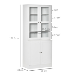 HOMCOM Modern Bookcase with Doors, Display Storage Cabinet with Adjustable Shelves for Living Room, Study, Office, White - Aosom UK - thumbnail 3