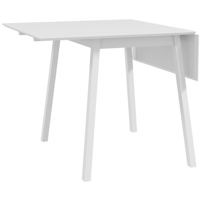 HOMCOM Solid Wood Folding Dining Table, Drop Leaf Table for 2-4 People, Rectangle Kitchen Table for Small Space, White - image 1
