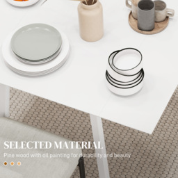 HOMCOM Solid Wood Folding Dining Table, Drop Leaf Table for 2-4 People, Rectangle Kitchen Table for Small Space, White - thumbnail 5