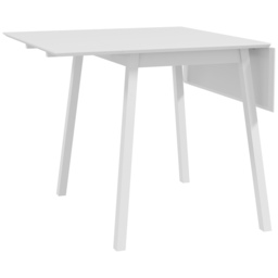 HOMCOM Solid Wood Folding Dining Table, Drop Leaf Table for 2-4 People, Rectangle Kitchen Table for Small Space, White