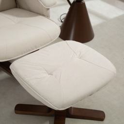HOMCOM Reclining Swivel Chair with Footstool Linen Recliner Set Upholstered with Footstool Wooden Base Living Room, Beige - Aosom UK - thumbnail 8