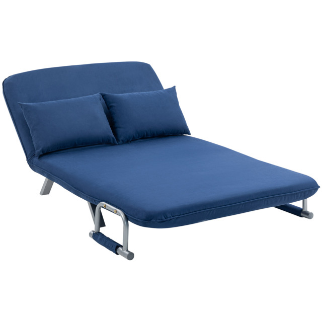 HOMCOM Two-Seater Click-Clack Sofa Bed - Dark Blue - image 1