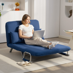 HOMCOM Two-Seater Click-Clack Sofa Bed - Dark Blue - thumbnail 2