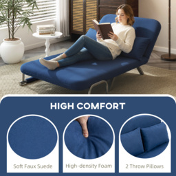 HOMCOM Two-Seater Click-Clack Sofa Bed - Dark Blue - thumbnail 6