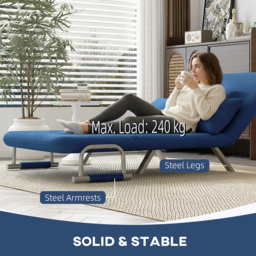 HOMCOM Two-Seater Click-Clack Sofa Bed - Dark Blue - thumbnail 7